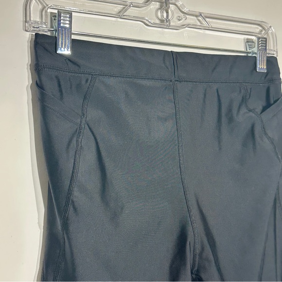 Nike Womens Power Epic Run Crop Leggings Women's Dri-Fit Black Shiny Draw Waist - Picture 10 of 14